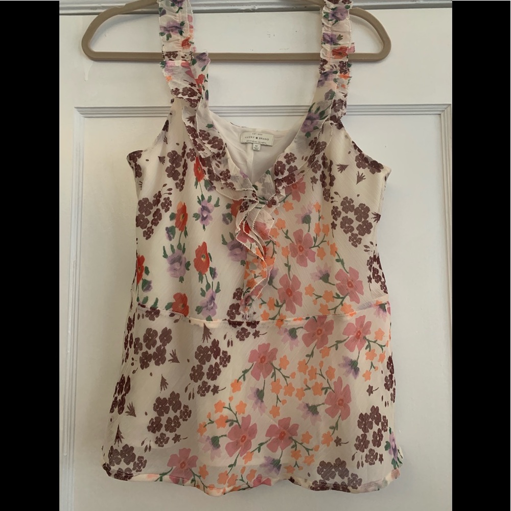 Lucky Brand floral tank-style blouse; Size Medium